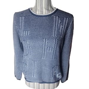RABE women's blue/white crew neck long-sleeves sweater size 40/ USA 10
